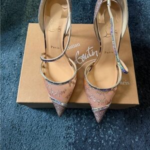 Christian Louboutin MadMonica 120PVC Las/Glitter Bee Pointed Ankle-Strap Pumps